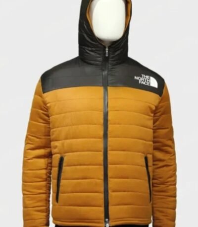 Love Hard Tag Yellow Puffer Jacket With Hood