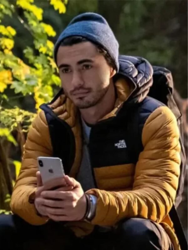 Love Hard Tag Yellow Puffer Jacket With Hood