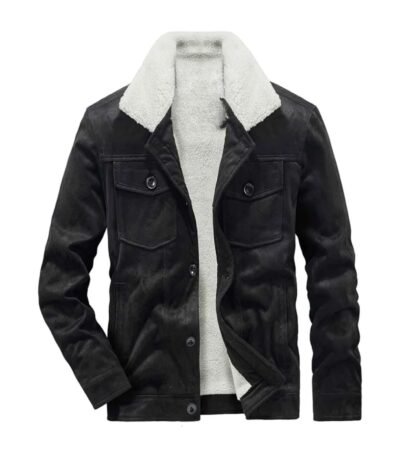 Love Life Augie Black Suede Sherpa Trucker Jacket