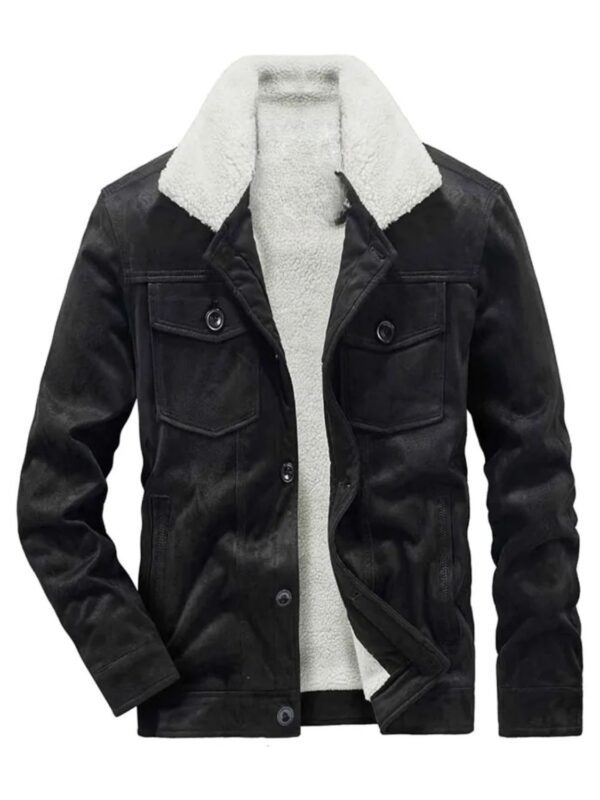 Love Life Augie Black Suede Sherpa Trucker Jacket