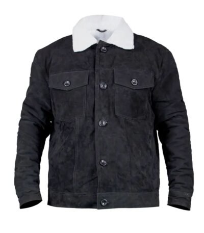 Love Life Augie Black Suede Sherpa Trucker Jacket