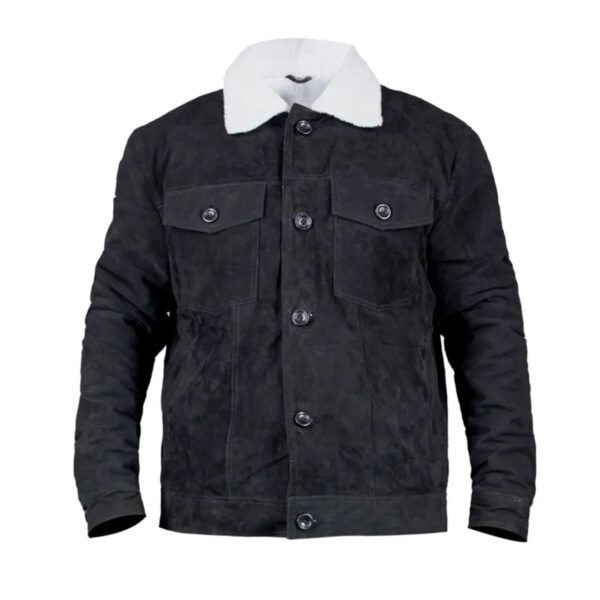 Love Life Augie Black Suede Sherpa Trucker Jacket