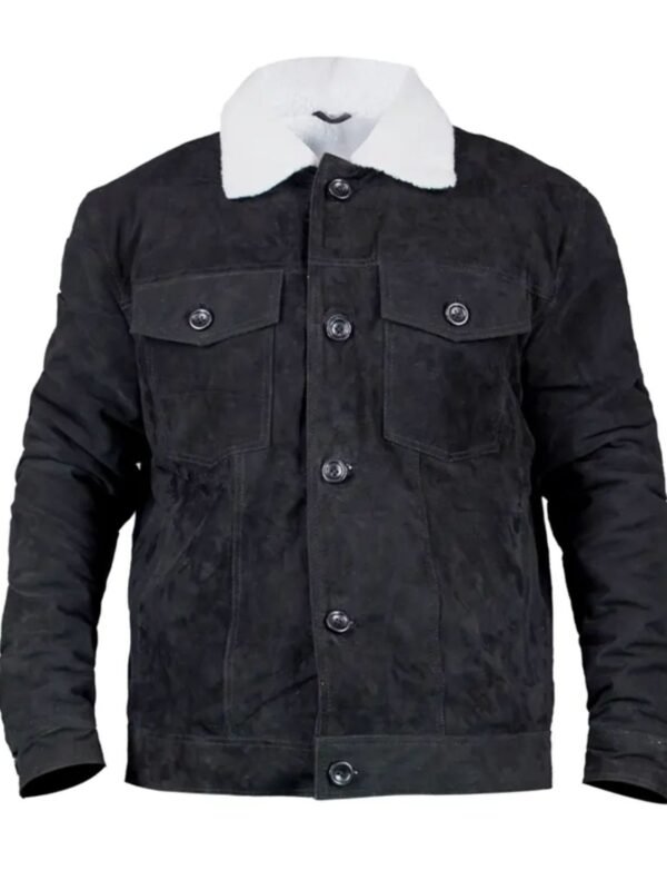 Love Life Augie Black Suede Sherpa Trucker Jacket