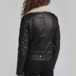 Love Life Sara Yang Fur Collar Black Biker Leather Jacket