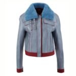 Love Life Sara Yang Fur Collar Blue Leather Jacket