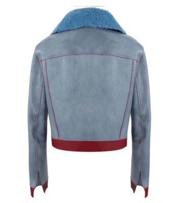 Love Life Sara Yang Fur Collar Blue Leather Jacket