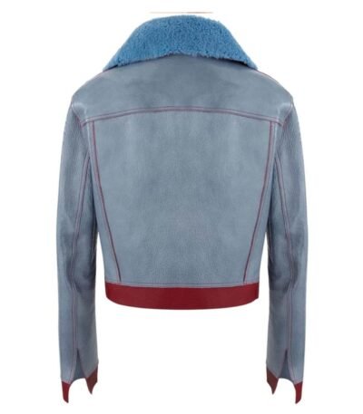 Love Life Sara Yang Fur Collar Blue Leather Jacket