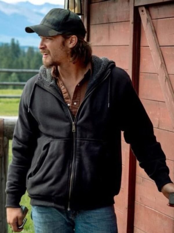 Luke Grimes Yellowstone Dark Grey Fleece Fur Jacket