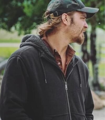 Luke Grimes Yellowstone Dark Grey Fleece Fur Jacket