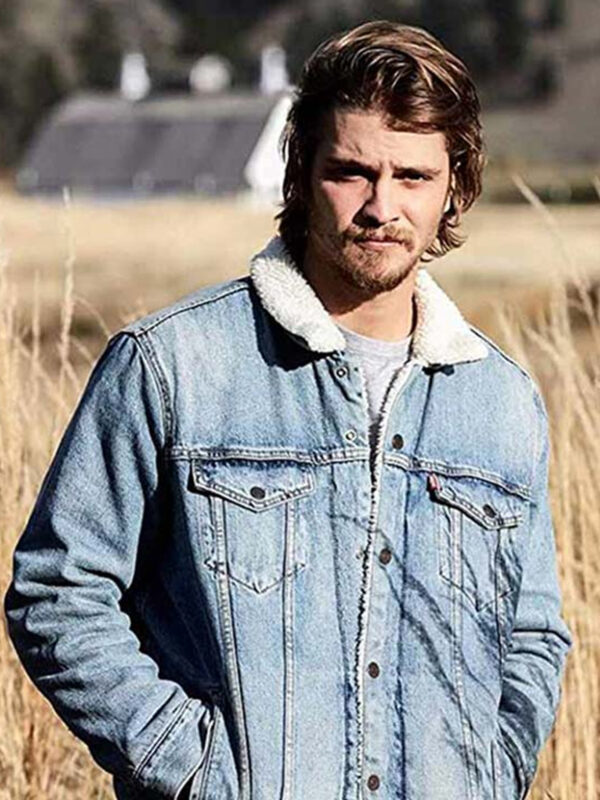 Luke Grimes Yellowstone Kayce Dutton Blue Denim Jean Jacket