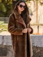 Lyra Genuine Mink Fur Brown Coat