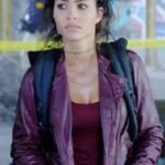 MacGyver Riley Davis Maroon Biker Leather Jacket