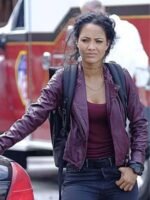 MacGyver Riley Davis Maroon Biker Leather Jacket