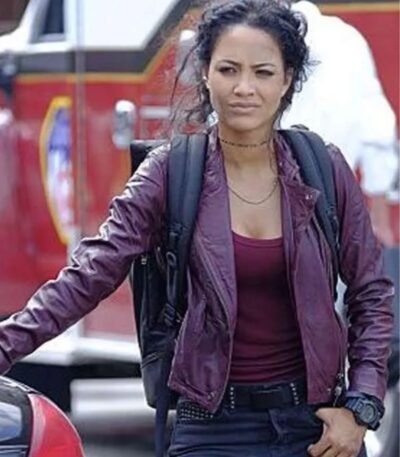 MacGyver Riley Davis Maroon Biker Leather Jacket