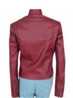 MacGyver Riley Davis Maroon Biker Leather Jacket