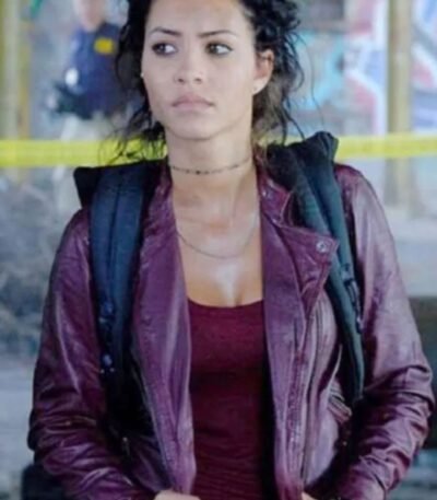 MacGyver Riley Davis Maroon Biker Leather Jacket