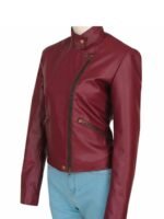 MacGyver Riley Davis Maroon Biker Leather Jacket