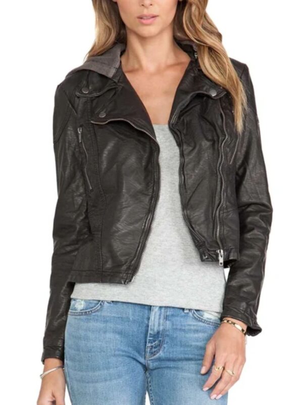 Macgyver S05 Riley Davis Biker Leather Hooded Jacket