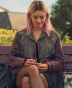 Maeve Wiley Sex Education Fringe Brown Genuine Leather Jacket