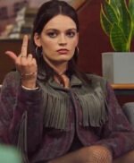 Maeve Wiley Sex Education Fringe Brown Genuine Leather Jacket