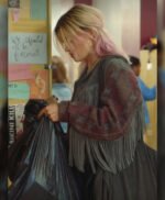 Maeve Wiley Sex Education Fringe Brown Genuine Leather Jacket