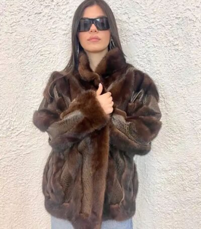 Magnus Vintage Mink Fur With Real Leather Coat