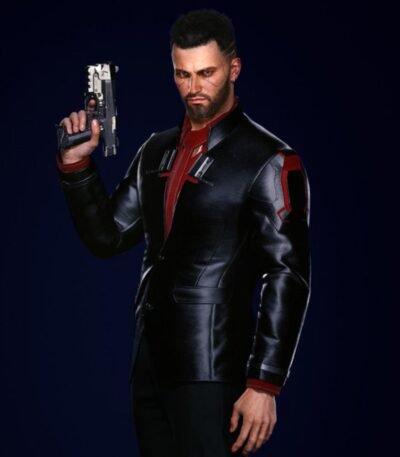 Male Nomad V Cyberpunk 2077 Black Leather Blazer