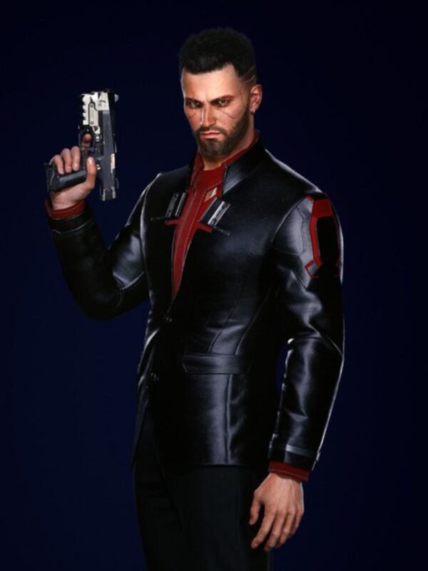 Male Nomad V Cyberpunk 2077 Black Leather Blazer