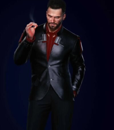Male Nomad V Cyberpunk 2077 Black Leather Blazer