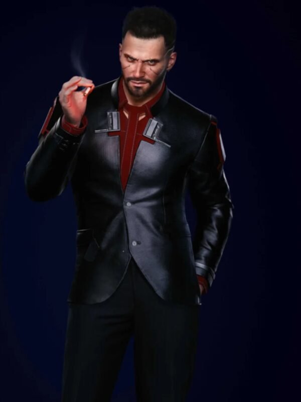 Male Nomad V Cyberpunk 2077 Black Leather Blazer