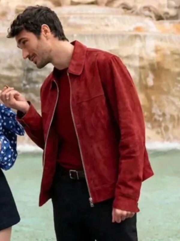 Marcello Emily in Paris Season 04 Red Suede Leather Jacket