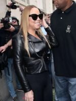 Mariah Carey Street Style Biker Jacket