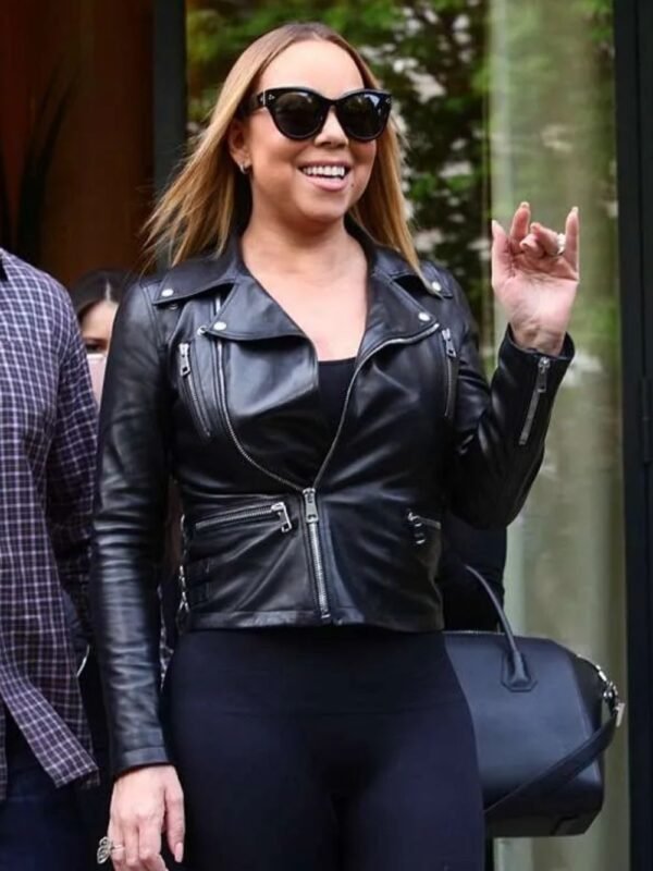 Mariah Carey Street Style Biker Jacket