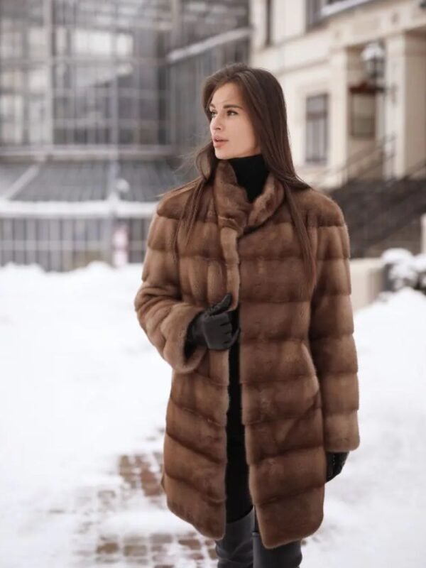 Martha Mink Fur Graceful Brown Coat