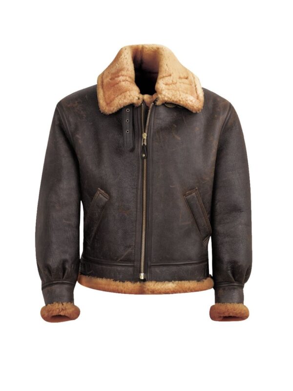 Matthew Brown Classic B-3 Sheepskin Leather Bomber Jacket
