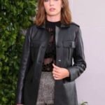 Maya Hawke Black Leather Coat