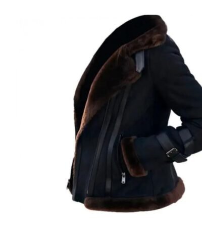 Meghan Shearling Fur Bomber Suede Jacket