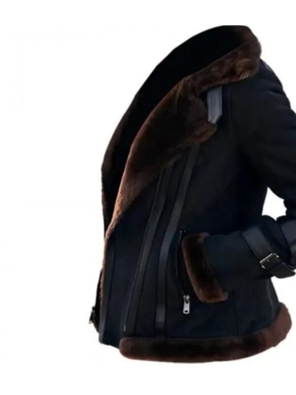 Meghan Shearling Fur Bomber Suede Jacket