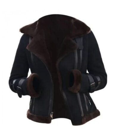 Meghan Shearling Fur Bomber Suede Jacket