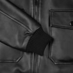 Men Casual Black Leather Flight Jacket