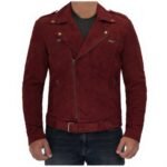 Men Maroon Biker Jacket Sean Suede