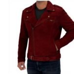 Men Maroon Biker Jacket Sean Suede
