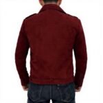 Men Maroon Biker Jacket Sean Suede