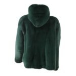 Mens All Green Mink Fur Bomber Jacket With Hood
