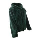 Mens All Green Mink Fur Bomber Jacket With Hood