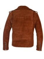 Mens Asymmetrical Camel Brown Suede Biker Leather Jacket