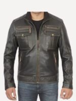 Mens Biker 6 pockets Vintage Jacket