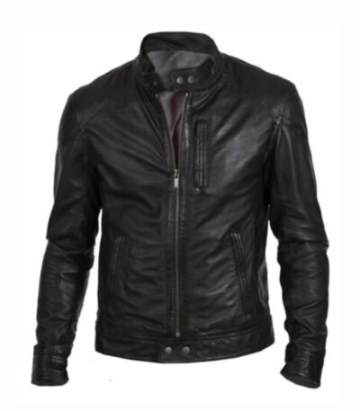 Men’s Biker Black Motorcycle Hunt Leather Jacket