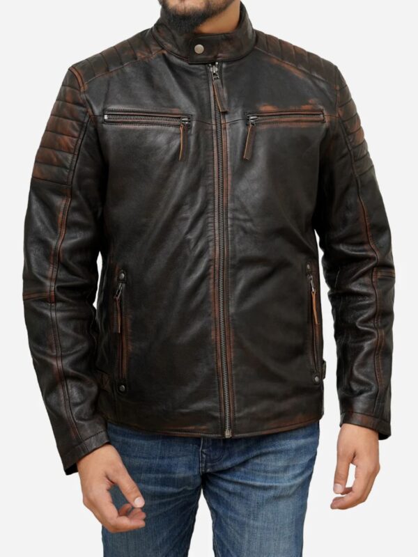 Men’s Regular Fit Party Wear Green Biker Leather Jacket