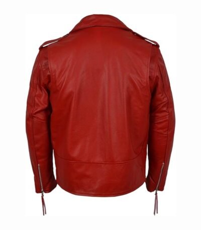Men’s Biker Original Sheepskin Leather Red Jacket